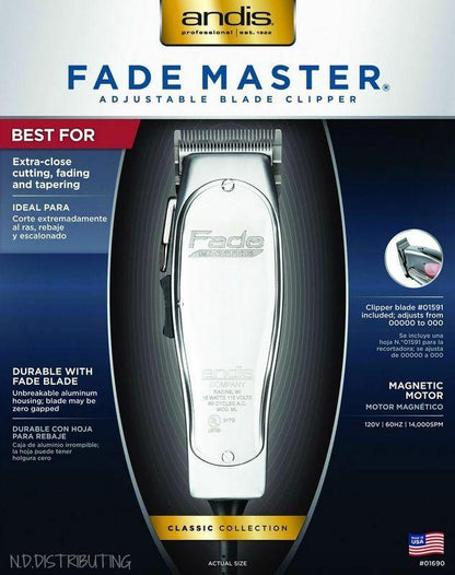 Andis Fade Master #1690 with 5 pack Nano-Silver DOUBLE Magnetic Comb Set #01410