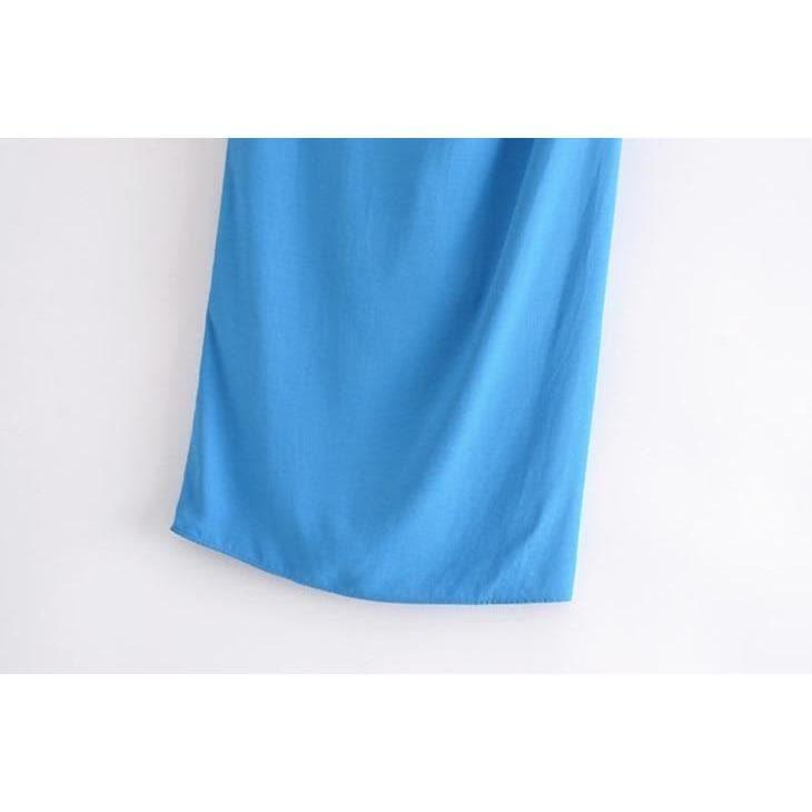 blue knots split loose high waist skirt