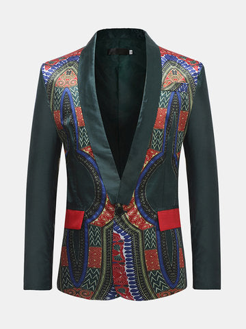 African Style Printing Polyester Business Long Sleeve Blazers for Men