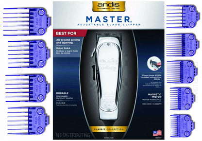 Andis Master ML Clipper 1557 + 9 pack Nano DOUBLE MAGNET Comb Set #01410 #01415