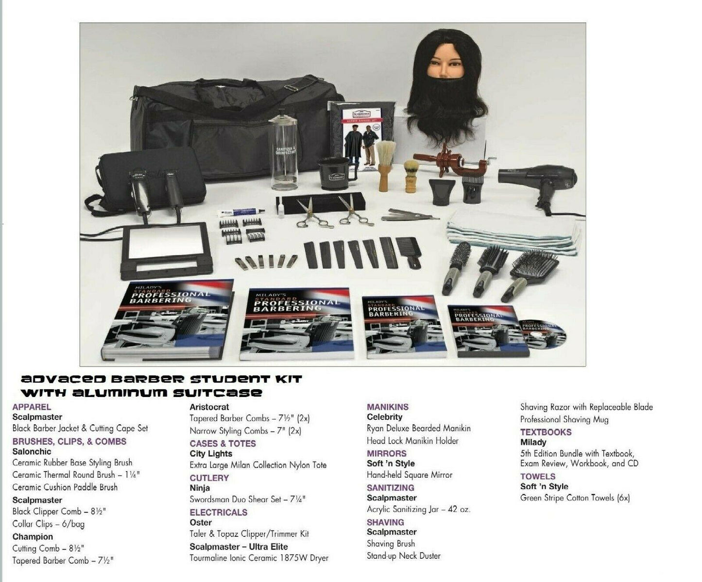 Advanced Barber Student Kit with Tote Bag