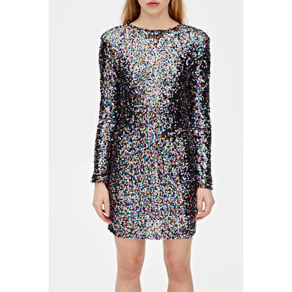 backless sequin multi-colored mini dress