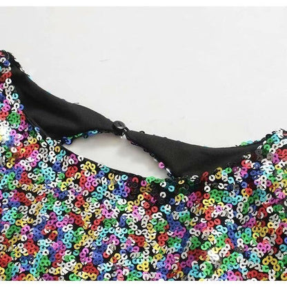 backless sequin multi-colored mini dress