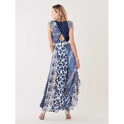 blue leopard tassel dress