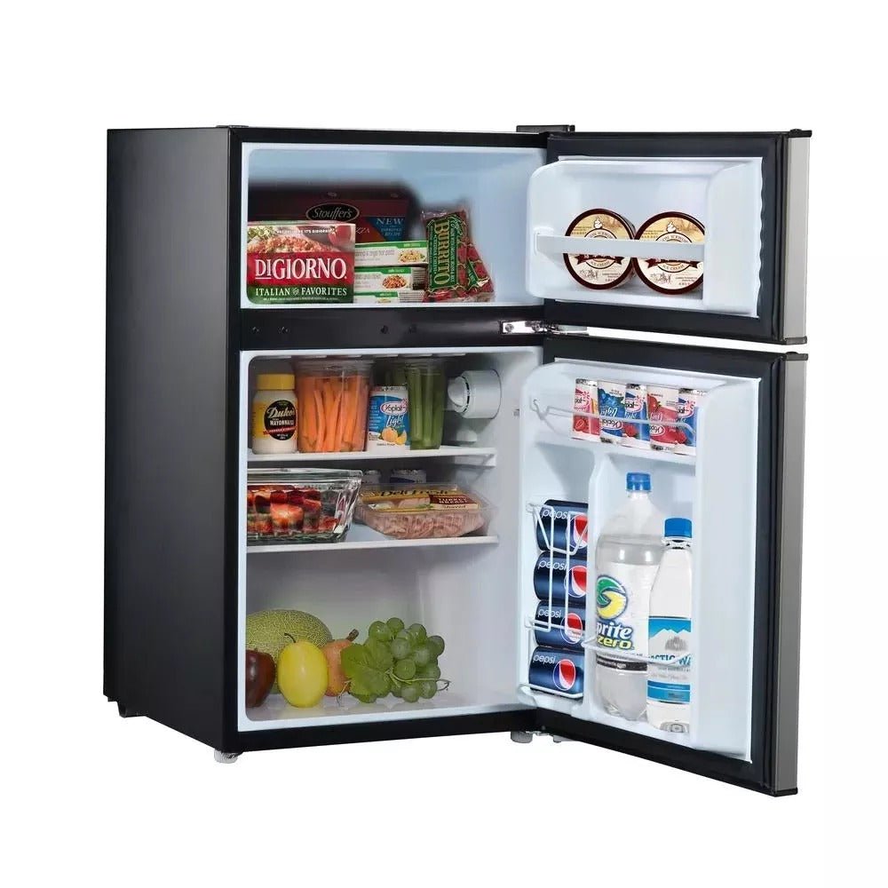 31 cu ft Mini Refrigerator in Stainless Steel with Dual Door True Freezer