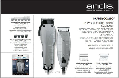 Andis Professional Barber Combo Adjustable Clipper with Trimmer - 66325