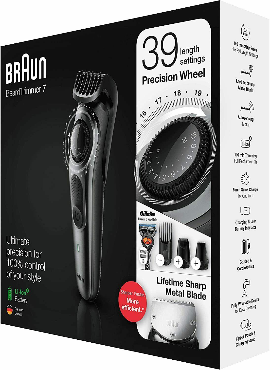 Braun Beard Trimmer BT7240 Cordless Rechargeable Hair Clipper Lightly