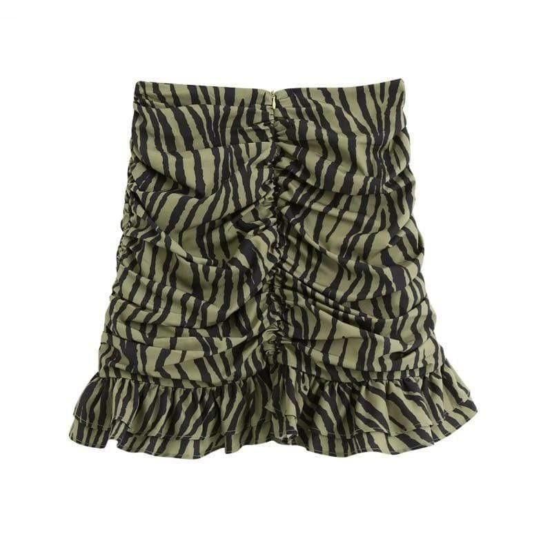 animal pleated ruffle skirt