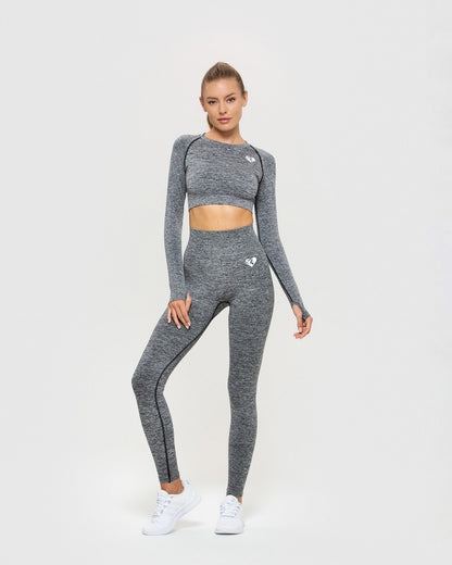 Move Seamless Long Sleeve Crop Top | Grey Marl