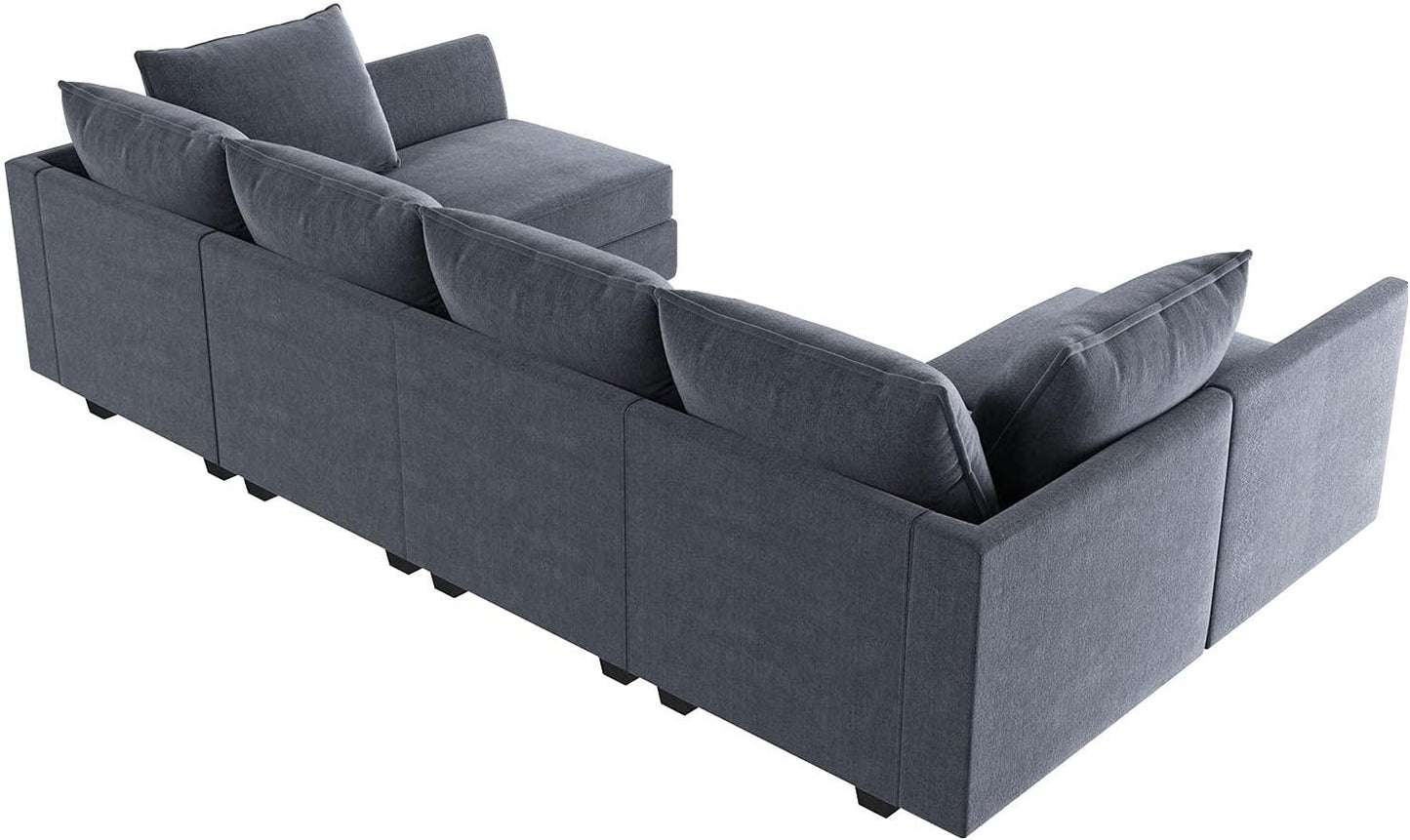 Bluish Grey U-Shape Reversible Sectional Sofa w/ Chaise