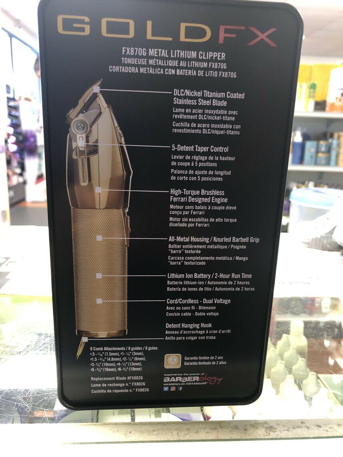 BabylissPro FX870G Cordless Lithium-Ion Adjustable Clipper - Gold