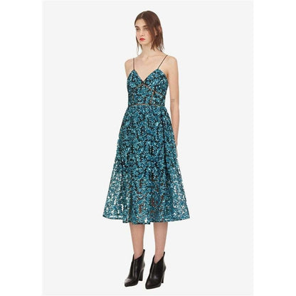 blue sequin spaghetti classic dress