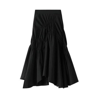 aysmmetrical pleated midi skirt