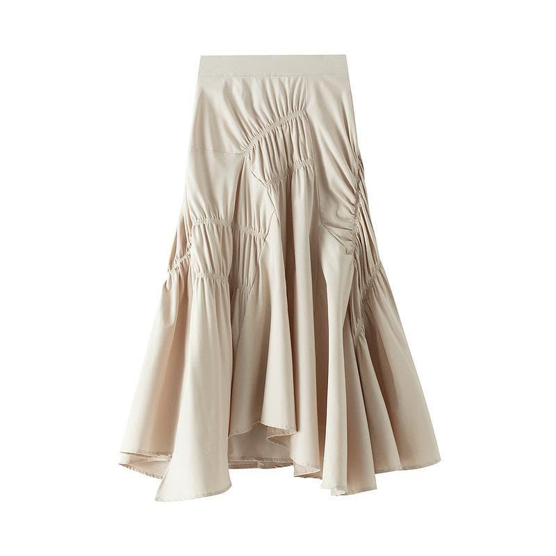 aysmmetrical pleated midi skirt