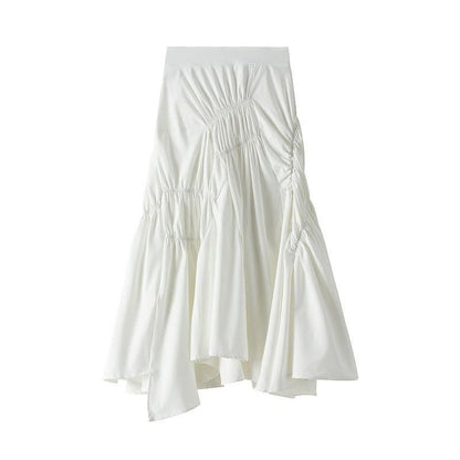 aysmmetrical pleated midi skirt