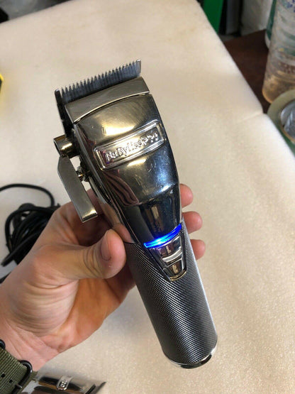 Babyliss Pro FX870G Cordless Clipper SILVER AND FX TRIMMER COMBO WIRELESS BARBER