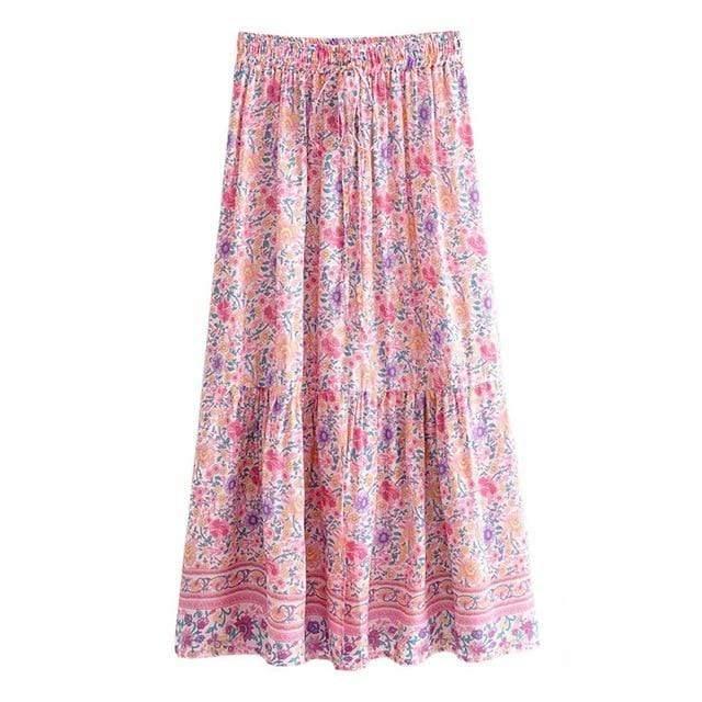 bohemian sashes elastic waist skirt