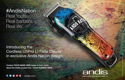 Andis Nation Cordless US Pro Li Fade Professional Adjustable Blade Hair Clipper