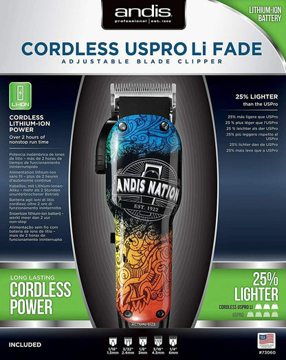 Andis Nation Cordless US Pro Li Fade Professional Adjustable Blade Hair Clipper