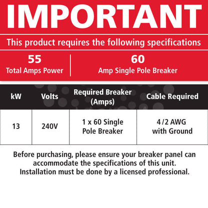 Atmor Tankless Electric Instant Water Heater: 13kW-240V